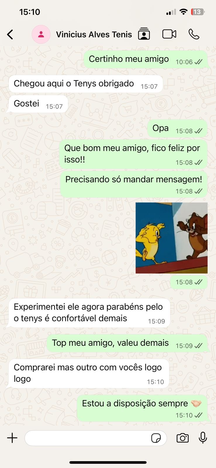 Cliente Vinicius aprovou e voltou a comprar